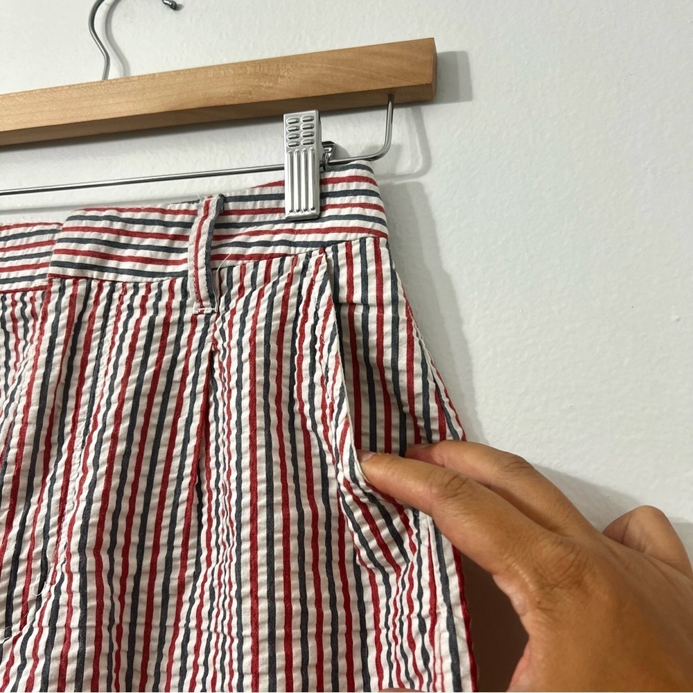 Brixton Striped 100% Cotton Seersucker Retro Preppy High Rise Chino Shorts Sze 2 - Picture 2 of 11
